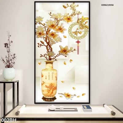 Tranh gạch đẹp bình hoa 3d