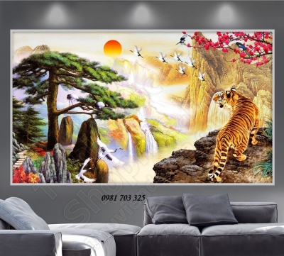 Tranh 3D hổ treo phòng khách