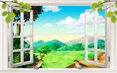 Tranh gạch cửa sổ 3D