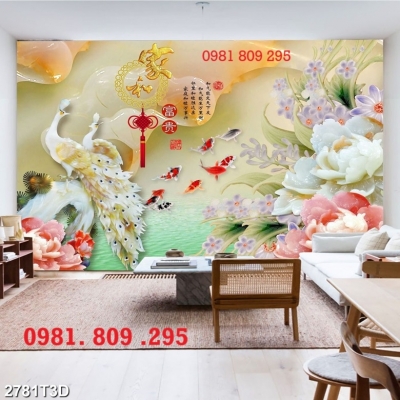 Mẫu gạch ốp tường 3d hoa mẫu đơn