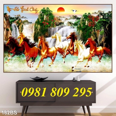 tranh gạch men 3d mã đáo thành công , tranh ngựa
