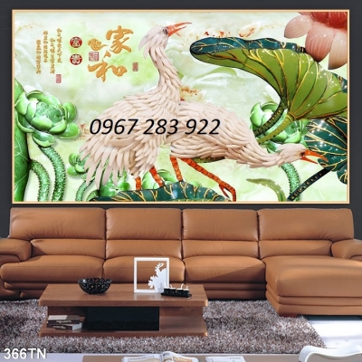 Tranh phong thủy gạch men chim hạc 3d