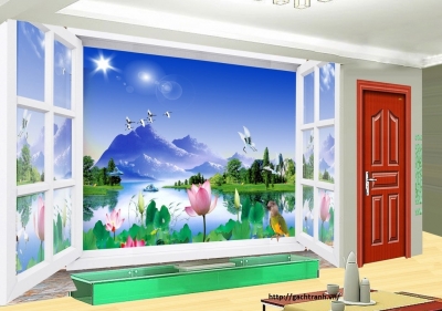 Tranh gạch 3d dán tường cửa sổ - 854CM