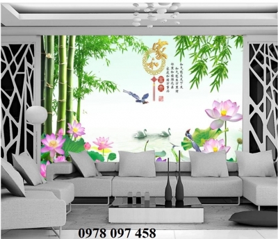 Tranh gạch 3D - hoa sen