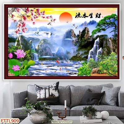 Tranh 3D- Tranh gạch thác nước