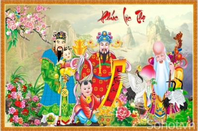 Tranh gạch 3d ốp tường phong thủy phú lộc thọ - DVC33