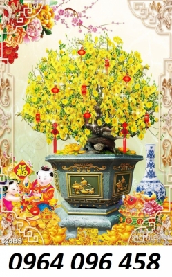 Tranh cây mai 3d - tranh gạch 3d cây mai - 743DL
