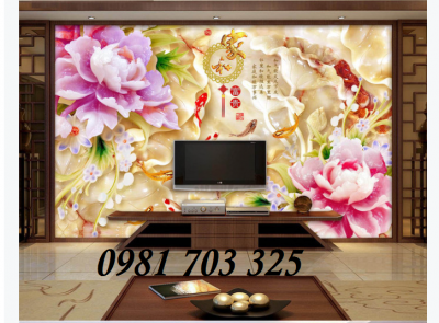 tranh hoa mẫu đơn- tranh gạch sứ ngọc 3D