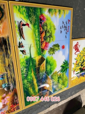 Gạch tranh phong cảnh làng quê