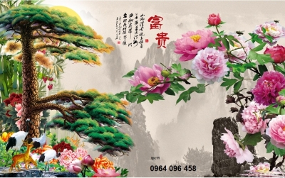 gạch tranh 3d cây tùng
