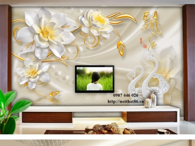 Gạch tranh hoa 3d ốp tường HP02743