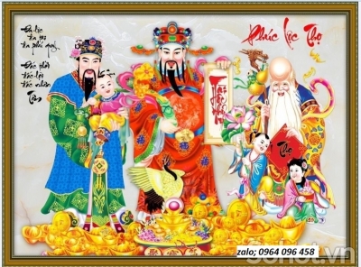 Tranh gạch men 3d phúc lộc thọ - 0765CV