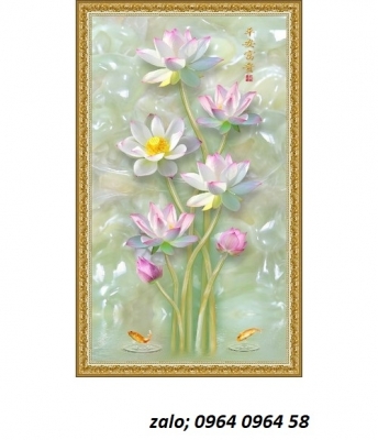 Tranh gạch ốp tường mẫu hoa sen - 655SK