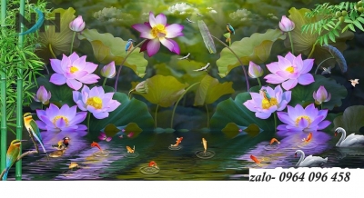 Tranh gạch 3d hoa sen - gạch tranh 3d hoa sen - HG6