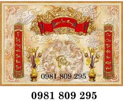 Gạch tranh chữ phúc ban thờ