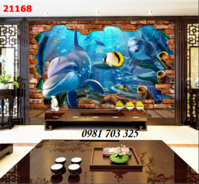 tranh gạch men 3D cá heo