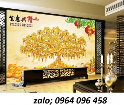 Tranh gạch gạch men 3d cây kim tiền - THHV4