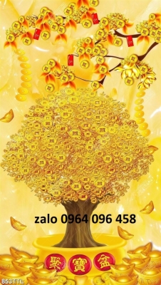 Gạch tranh 3d ốp tường cây kim tiền - 322XCC