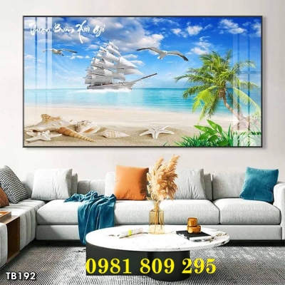 Gạch tranh , tranh gạch ốp tường thuyền buồm