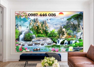Gạch tranh thác nước sơn thủy hữu tình HP0783