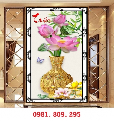 Tranh gạch bình hoa trang trí sảnh