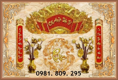 Gạch tranh ban thờ đức lưu quang