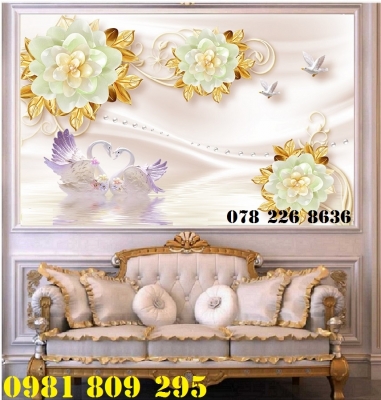 Gạch 3d hoa đẹp , tranh phòng khách