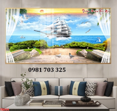 Gạch tranh trang trí thuyền buồm