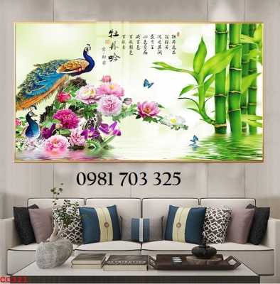 Tranh gạch chim công phong thủy