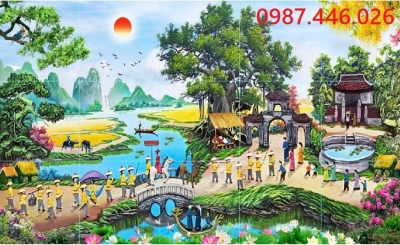 Tranh gạch men làng quê việt nam HP0922