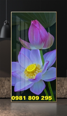 Tranh gạch khổ đứng hoa sen 3d GD765