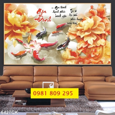 Tranh gạch 3d , gạch tranh hoa mẫu đơn HN9393
