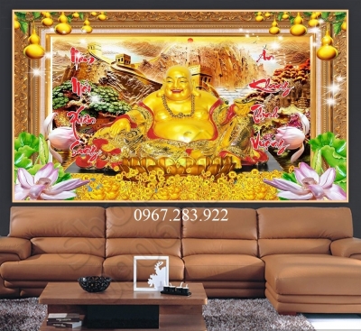 Tranh Phật Di Lặc 3D trang trí phong thuỷ