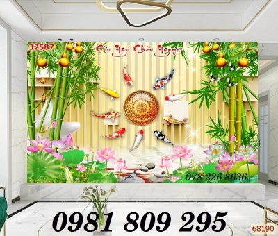 Gạch tranh 3d - tranh 3d cá chép phong thủy