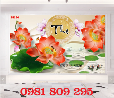 Mẫu tranh gạch - gạch tranh 3d hoa sen