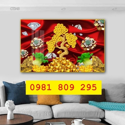 Tranh gạch cây kim tiền đẹp 3d