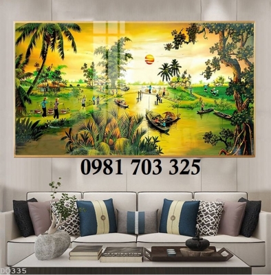 Tranh gạch phong cảnh đồng quê trang trí tường