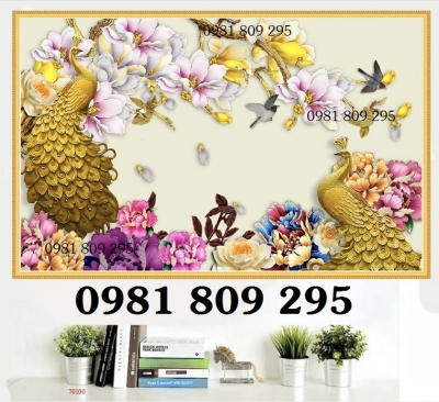 Tranh đôi chim công- gạch tranh