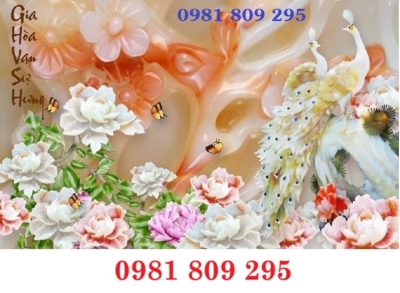 Tranh gạch đẹp hoa mẫu đơn 3D ốp tường