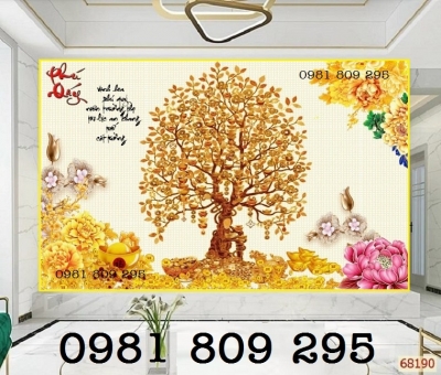 Tranh gạch 3d cây kim tiền