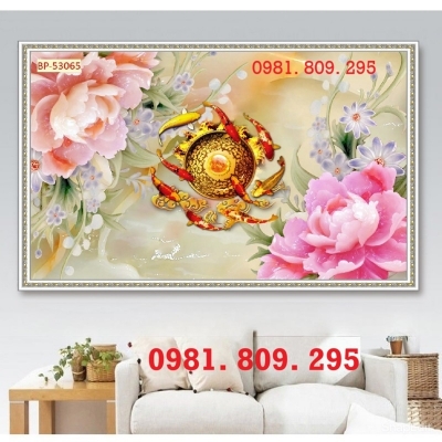 Tranh gạch 3d trang trí hoa mẫu đơn HA8281