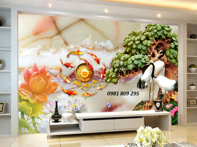 tranh gạch men 3d cá chép phong thủy