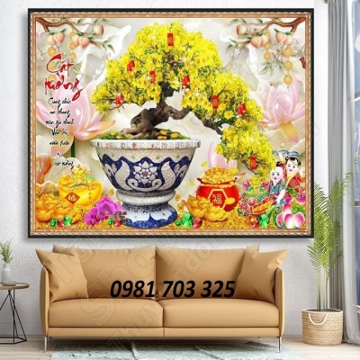 Tranh gạch 3d hoa mai trang trí