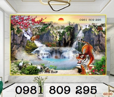 tranh hổ 3d - gạch tranh phong thủy