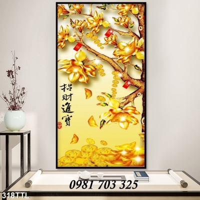 Tranh gạch kim tiền tài lộc 3D