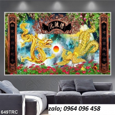 Gạch men trang trí -tranh gạch 3d rồng phượng - 853XC