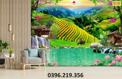 Gạch tranh 3D hình ruộng bậc thang