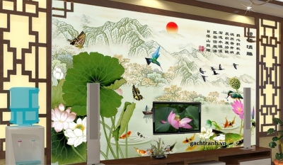 Tranh gạch 3d dán tường phòng khách