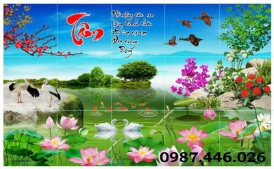 Tranh gạch men hoa sen 3d HP9743