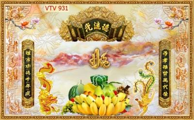 Phòng thờ gia tiên - gạch tranh dán tường